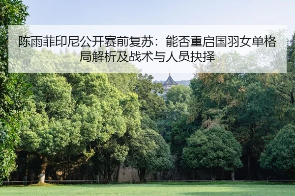 陈雨菲印尼公开赛前复苏：能否重启国羽女单格局解析及战术与人员抉择 - nine game